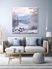 Frozen Lakes View: Scandinavian Winter Designs Canvas Print Landscape