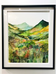 Scottish Highland Green Glens Landscape: Framed Art Print with Breathtaking Views