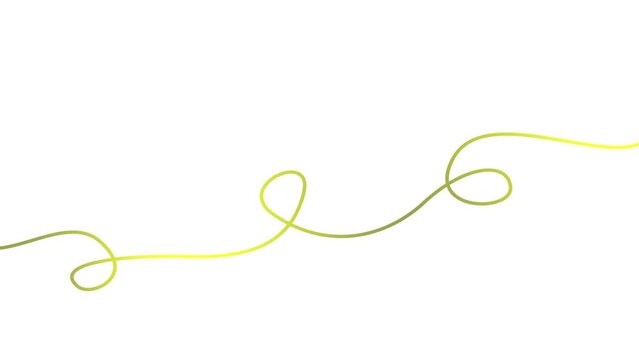 Animated golden tape appear and disappear. Decorative line with loops. Looped video. Linear vector illustration isolated on white background.