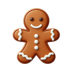 Gingerbread man isolated on transparent or white background, png