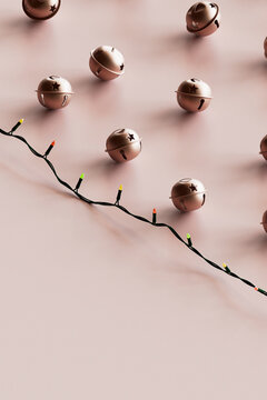 3D render of Christmas string lights and ornaments