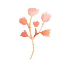 tree with flowers. auntumn flourish watercolor hand painted. illustration vector. ornament for design textile, wedding, pattern, artwork