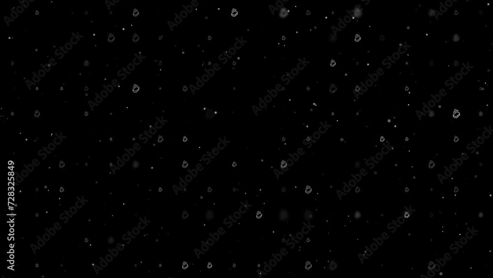 Poster template animation of evenly spaced soap symbols of different sizes and opacity. animation of transp