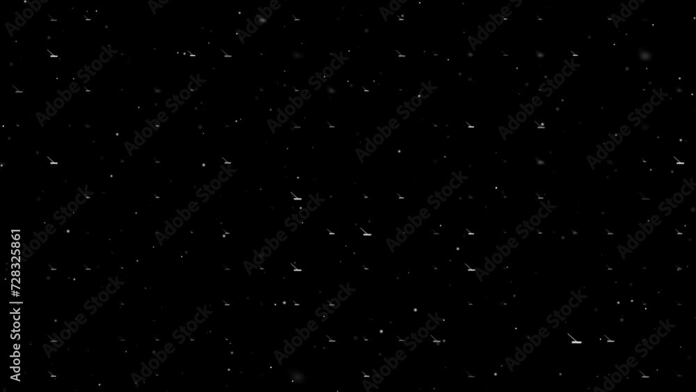 Poster template animation of evenly spaced rake symbols of different sizes and opacity. animation of transp