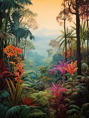 Tropical Canopy Colors: Rare Autumn Painting of the Jungle's Fall Landscape