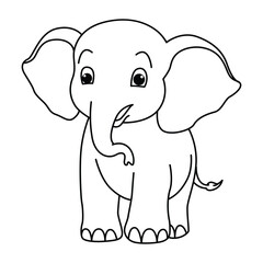 Funny elephant cartoon for coloring book.