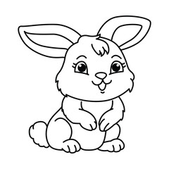 Rabbit cartoon for coloring book.