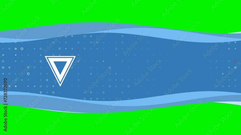 Poster animation of blue banner waves movement with white give way symbol on the left. on the background th