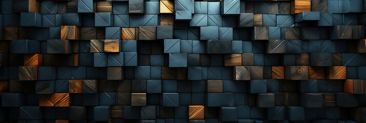 black abstract background wallpapers, wood blocks background,geometrics,Black and gold 3d background	
