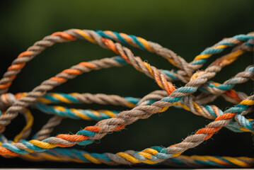 Fototapeta premium A messy knot of hemp rope