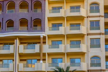 Facade of the modern residential building in Hurghada, Egypt