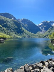 lake and mountains