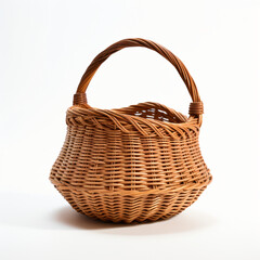  Side view of  simple rattan basket white background