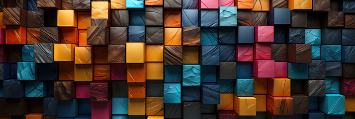 colorful abstract background wallpapers, wood blocks background,geometrics,Black and gold 3d background	
