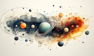 Abstract image of planets on a light background.