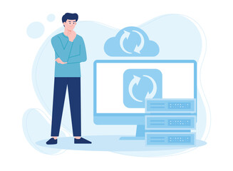 problems with cloud storage concept flat illustration