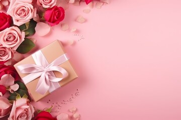 roses and gift box for valentine's day background