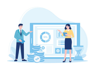 Obraz premium analyze the growth process of online investment concept flat illustration