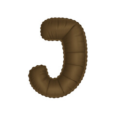 3D cocoa powder brown color helium balloon letter J