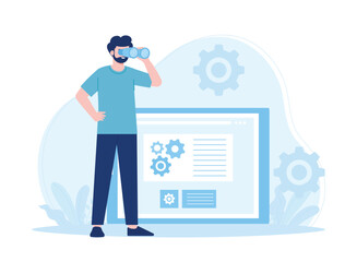Analysis errors in software and hardware concept flat illustration