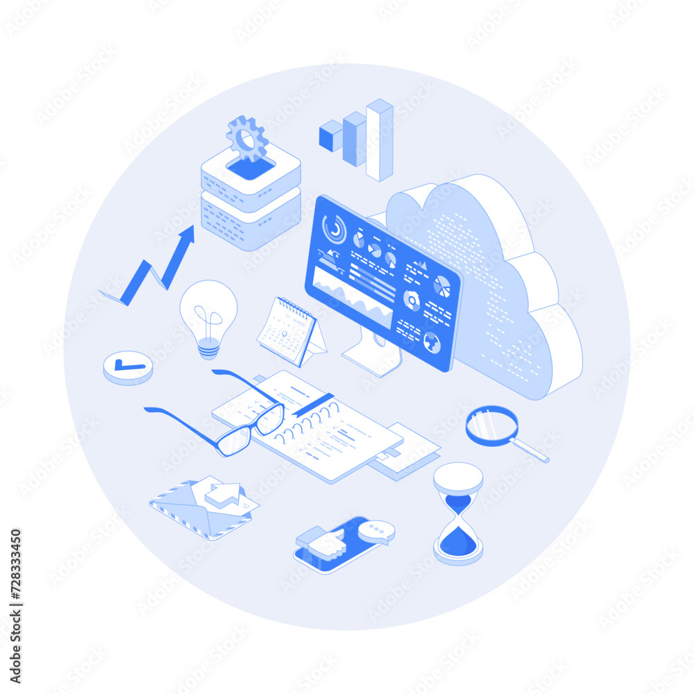 Poster data reporting, analysis, analytics, auditing. data monitoring and marketing. graphs and charts on t