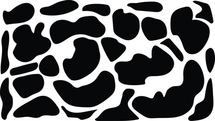 Random shapes. Organic black blobs of irregular shape. Abstract blotch, inkblot and pebble silhouettes, simple liquid amorphous splodge elements water forms creative minimal bubble stone vector set