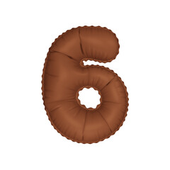  3D umber french beige color helium balloon number 6
