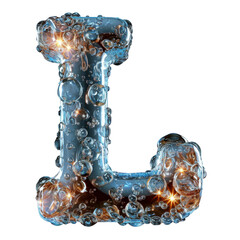 Letter L Liquid font gel alphabet capital character isolated on white transparent, PNG