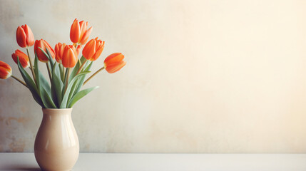 Fototapeta na wymiar Orange Tulips in vase