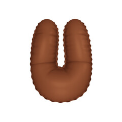  3D umber french beige color helium balloon letter U