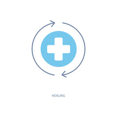 Obraz premium healing concept line icon. Simple element illustration. healing concept outline symbol design.