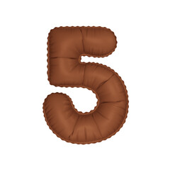  3D umber french beige color helium balloon number 5