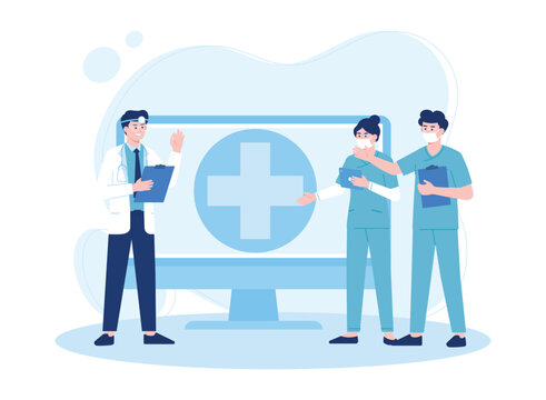 online medical consultation service concept flat illustration