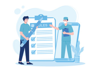 people write drug prescriptions from doctors concept flat illustration