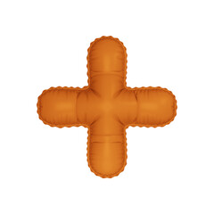 3D bright orange color helium balloon "plus" + sign symbol 