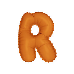 3D bright orange color helium balloon letter R