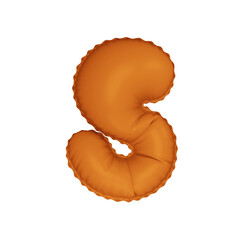 3D bright orange color helium balloon letter S