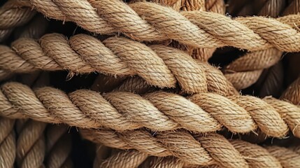 Fototapeta premium Bold rope. Closeup of thick nautical ropes. Heavy strong ropes background.