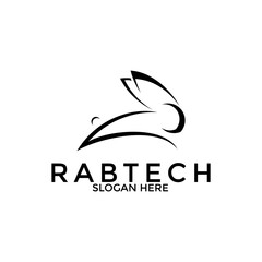 Rabbit logo vector , Rabbit Tech logo template icon symbol illustration