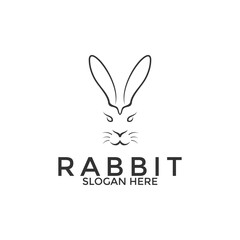 Rabbit Line art logo, Rabbit logo template vector icon symbol illustration