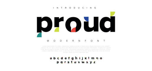 Proud Modern alphabet and tech fonts. Lines font regular uppercase and lowercase. Vector illustration. - obrazy, fototapety, plakaty