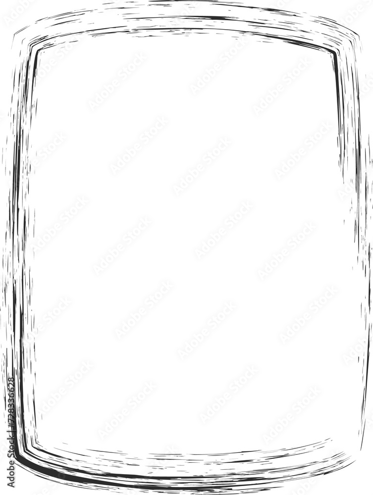 Poster chalk line frame. geometric border with sketch texture. hand drown shape with crayon stroke. outline