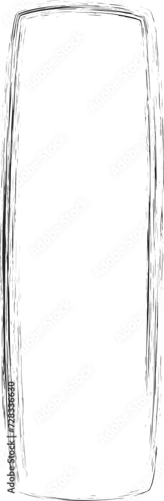 Poster chalk line frame. geometric border with sketch texture. hand drown shape with crayon stroke. outline