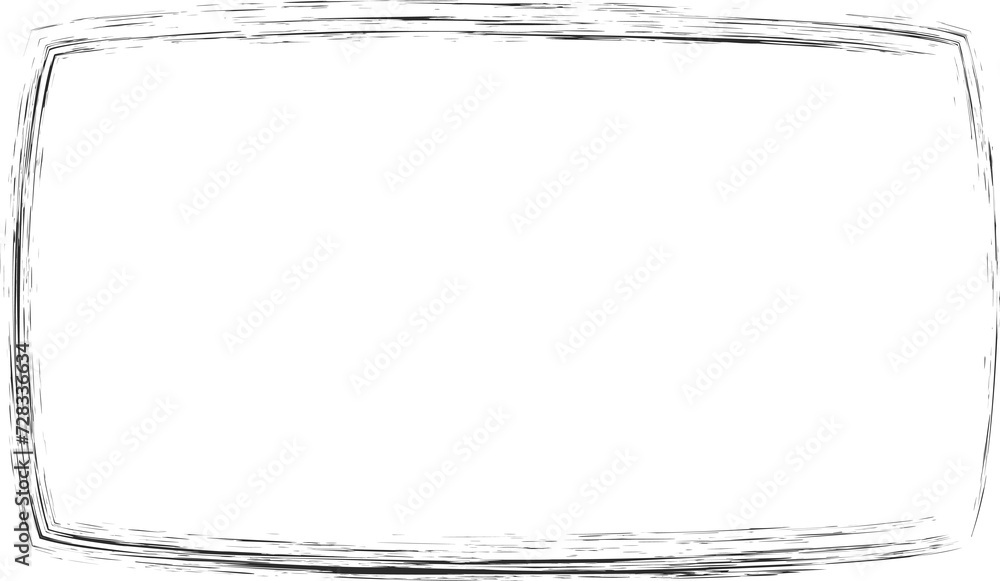 Poster chalk line frame. geometric border with sketch texture. hand drown shape with crayon stroke. outline