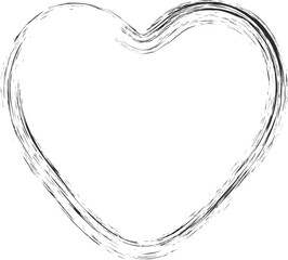 Chalk line frame. Geometric border with sketch texture. Hand drown shape with crayon stroke. Outline heart