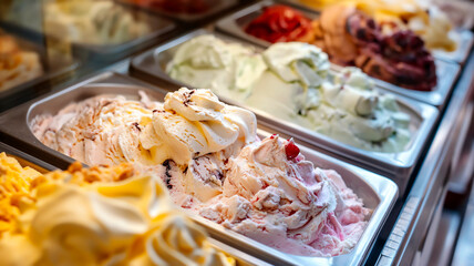 Obraz premium gelato ice cream dessert variety of flavors