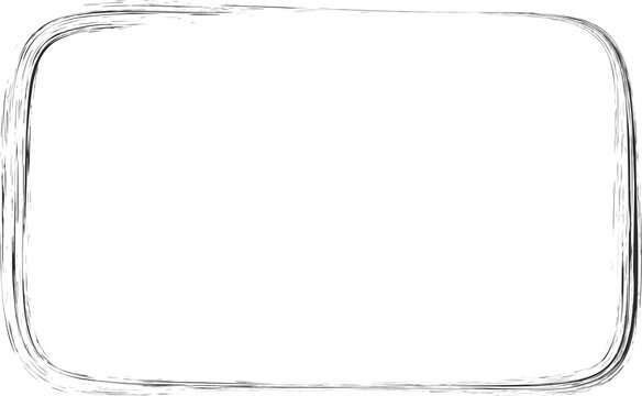 Chalk line frame. Geometric border with sketch texture. Hand drown shape with crayon stroke. Outline