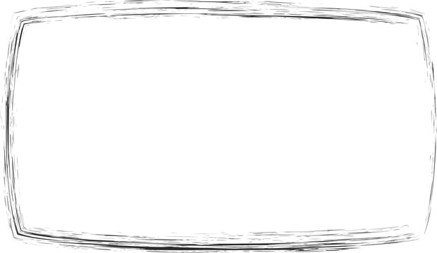 Chalk line frame. Geometric border with sketch texture. Hand drown shape with crayon stroke. Outline rectangle
