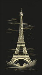 Eiffel Tower in Paris sketching style