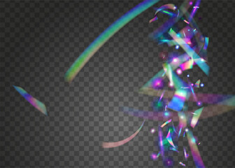 Disco Glitter. Festive Ribbon. Happy Iridescent Explosion. Celebrate Effect. Digital Paper. Blue Glare Background. Falling Design. Retro Element. Pink Disco Glitter